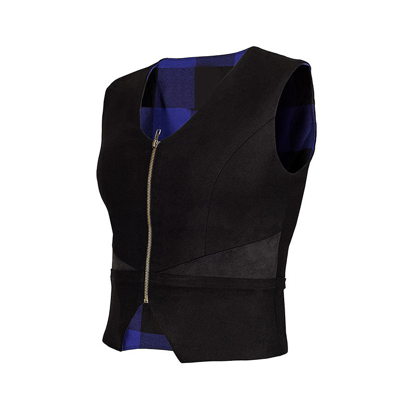 "Fire" Stretch Twill Shooting Vest w/Faux Leather Contrast