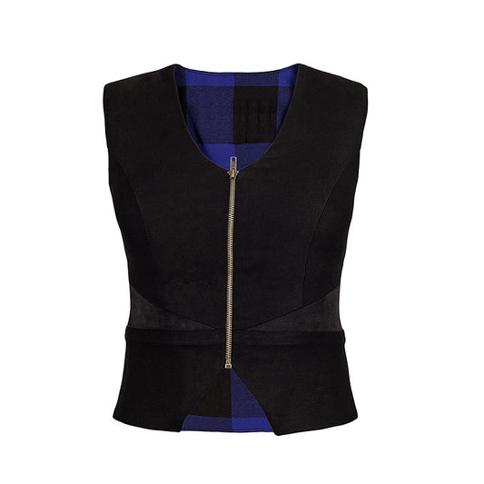 "Fire" Stretch Twill Shooting Vest w/Faux Leather Contrast