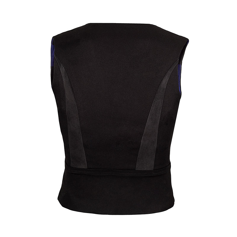 "Fire" Stretch Twill Shooting Vest w/Faux Leather Contrast
